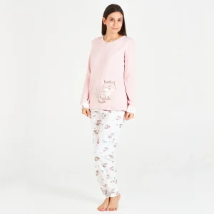 PIJAMA MUJER INVIERNO ROSA CON ZORRITO