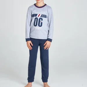 PIJAMA NIÑO INVIERNO GRIS “06 ATHLETIC” CON PANTALÓN AZUL MARINO