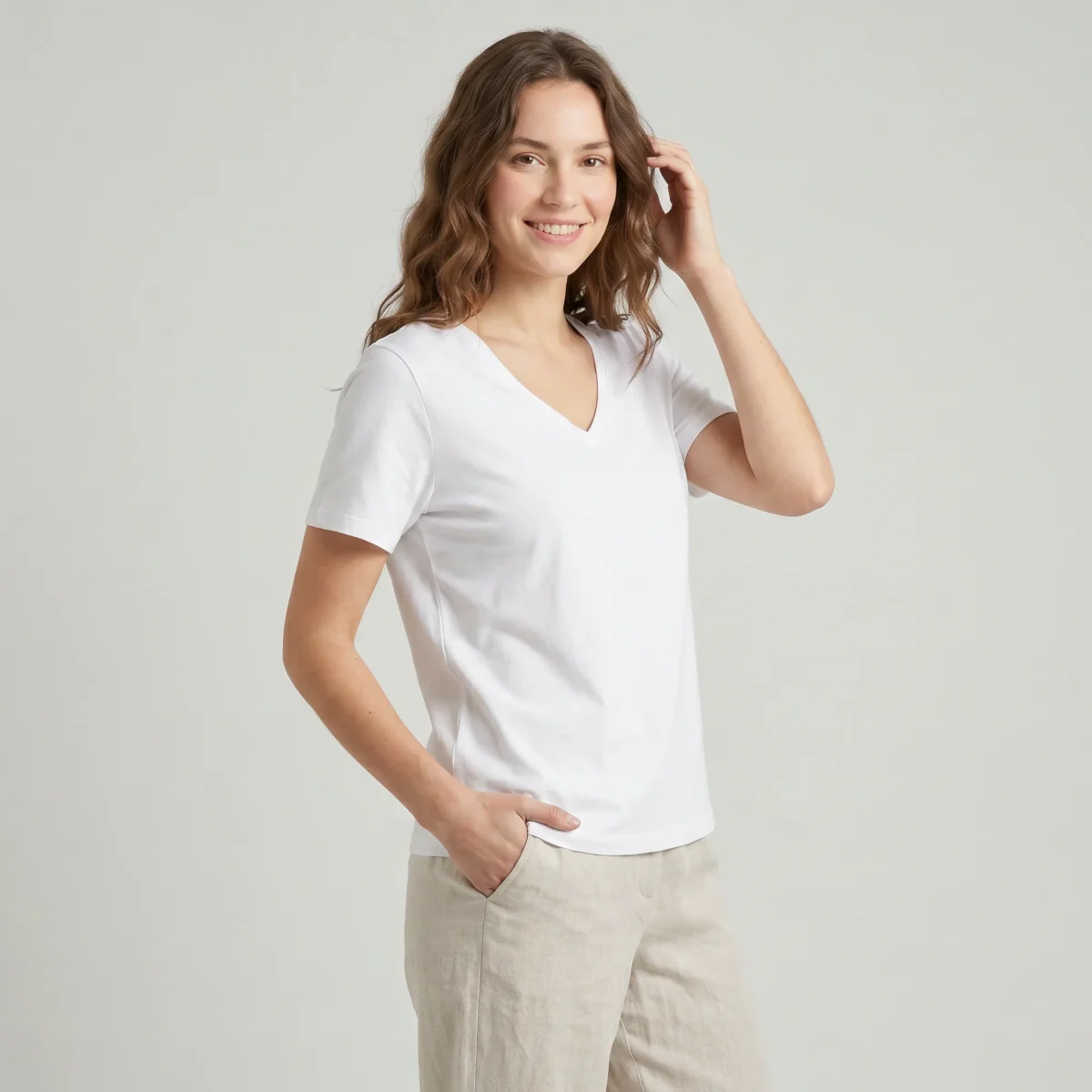 7834b CAMISETA MANGA CORTA ANCHA . CUELLO V - Imagen 4