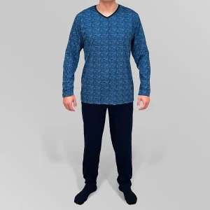 0830 PIJAMA ALGODÓN HOMBRE CON BOLSILLOS FERRY'S ESTAMPADO TRIÁNGULO