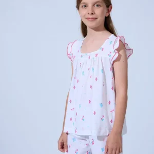 PIJAMA NIÑA CORTO MANGA CON VOLANTE