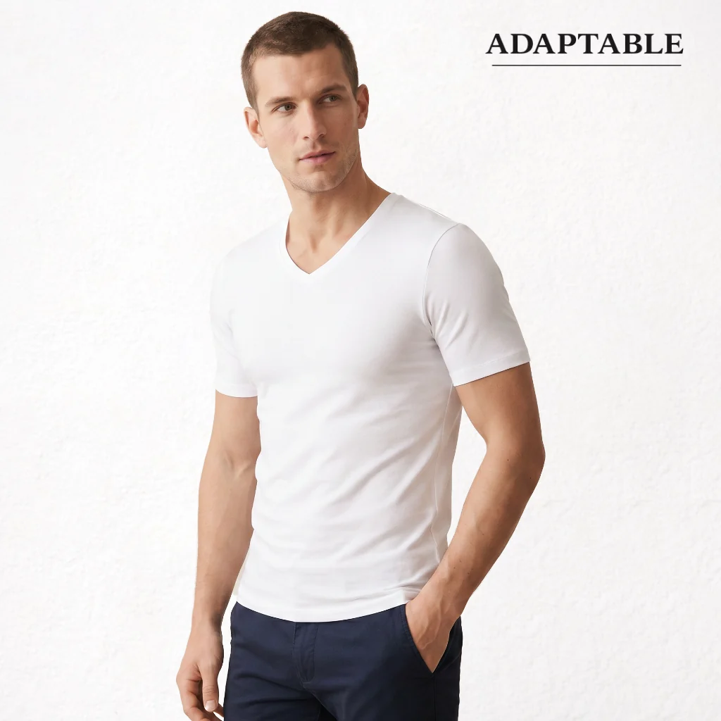 9268 CAMISETA MANGA CORTA TEJIDO ADAPTABLE. CUELLO V. TEJIDO INVIERNO - Imagen 2