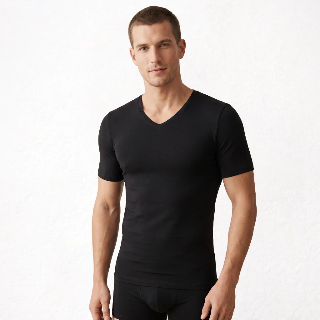 9268 CAMISETA MANGA CORTA TEJIDO ADAPTABLE. CUELLO V. TEJIDO INVIERNO - Imagen 3