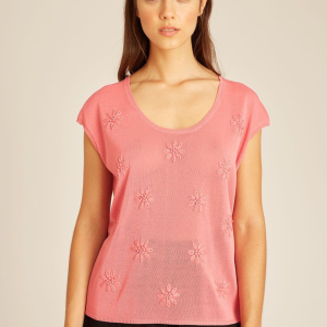 Flowers Tricot Sweater Fucsia