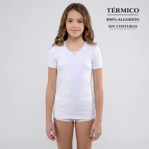 9803 CAMISETA MANGA CORTA AFELPADA TÉRMICA FLOR