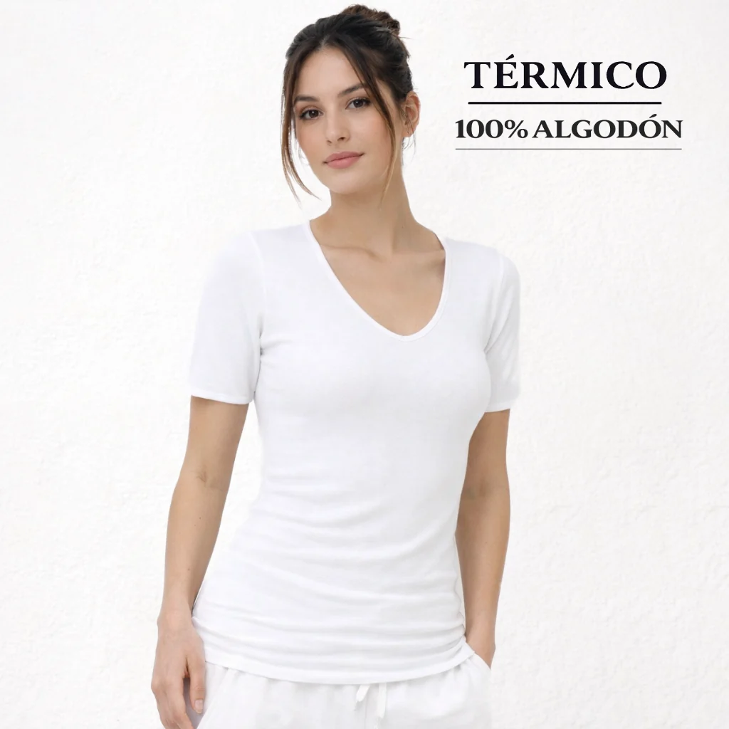 9815 CAMISETA MANGA CORTA AFELPADA TÉRMICA 100% ALGODÓN ANTIALÉRGICA