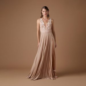 Elisabetta Franchi vestido red carpet con bordado de rombo