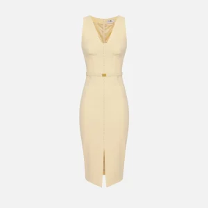Elisabetta Franchi vestido corse de crepe con pesupntes en contraste