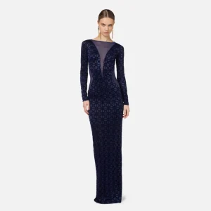 Elisabetta Franchi vestido red carpet de licra flocada y tul