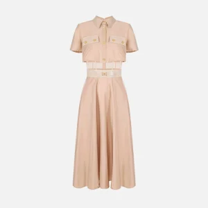 Elisabetta Franchi vestido de tejido lona y tul