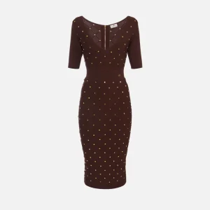 Elisabetta Franchi vestido de punto con detalles joya