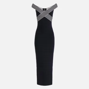 Elisabetta Franchi vestido largo de punto con bandas a rayas