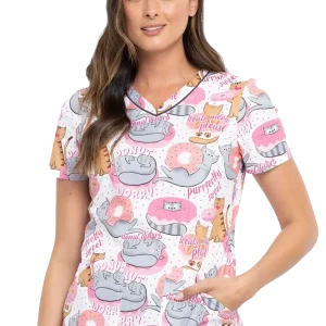 Casaca estampada mujer entallado gatos CK646