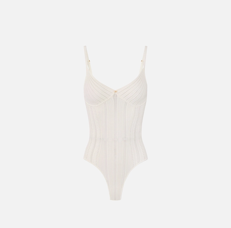 Elisabetta Franchi body de punto blanco - Imagen 2