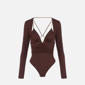 Elisabetta Franchi body de punto de crepe con drapeados