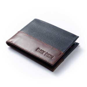 Billetera Horizontal en Cuero Azul- Café para Hombre