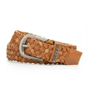 Cinturon Cuero Tejido Miel