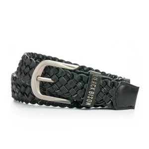 Cinturon Cuero Tejido Negro