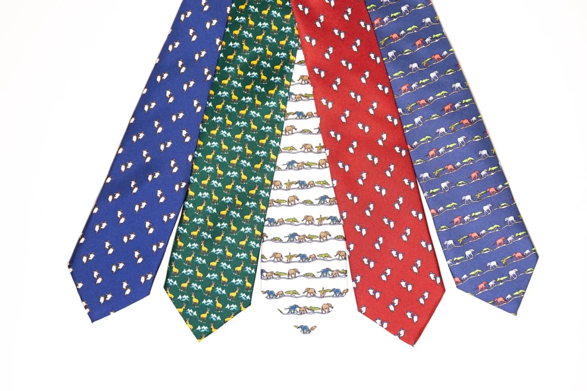 Corbata seda twill pingüino burdeos - Imagen 4