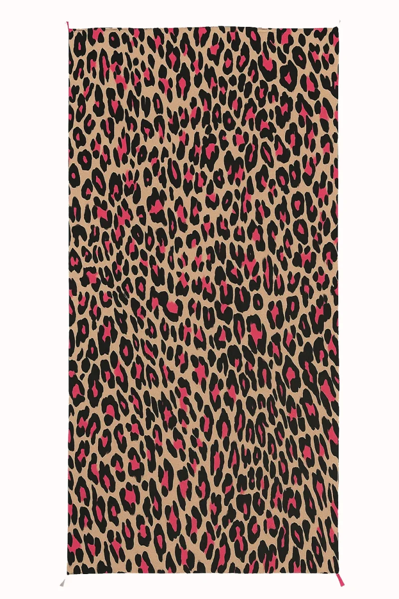 Kimono animal print leopardo beige y fucsia - Imagen 6