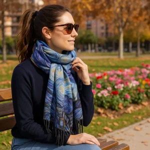 Bufanda estampada Van Gogh tacto cashmere pinturas 5