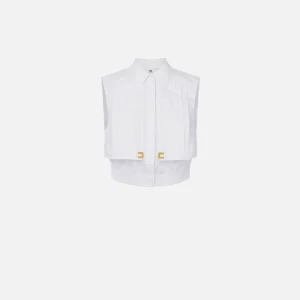 Elisabetta Franchi camisa cropped de popelina con capa