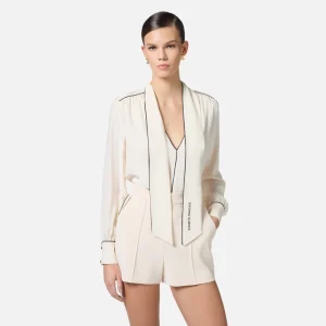 Elisabetta Franchi camisa de georgette con pañuelo y cordoncillo