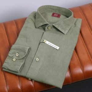 Camisa lino-algodón verde