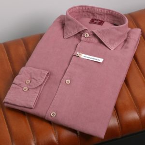 Camisa lino-algodón rosa empolvado