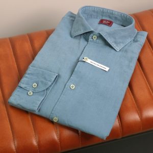 Camisa lino-algodón azul