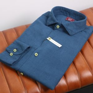 Camisa lino-algodón marino