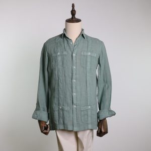 Guayabera lavada verde claro