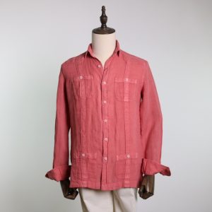 Guayabera lavada coral