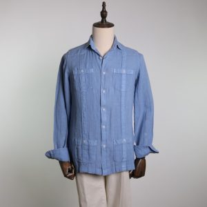 Guayabera lavada azul