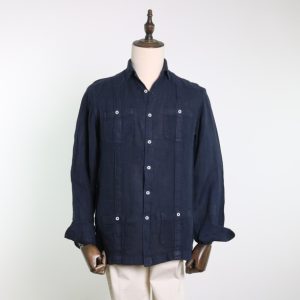 Guayabera lavada marino