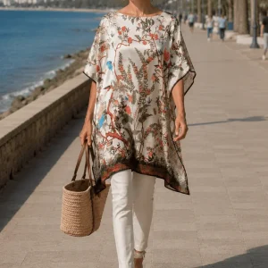 Caftan Beige de Pañuelos de semi seda