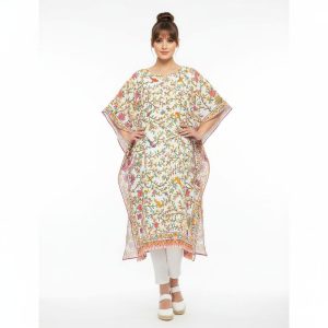 Caftan largo de algodón estampado
