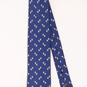 Corbata seda twill pingüino azul marino