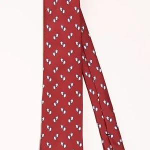Corbata seda twill pingüino burdeos