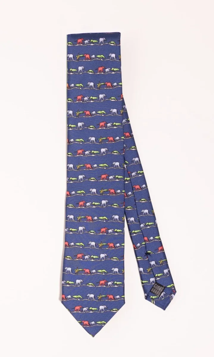 Corbata seda twill Selva Azul Marino