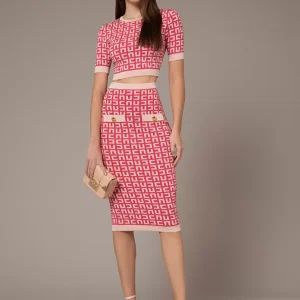 Elisabetta Franchi Jersey corto de cuello redondo, tirantes y mangas cortas