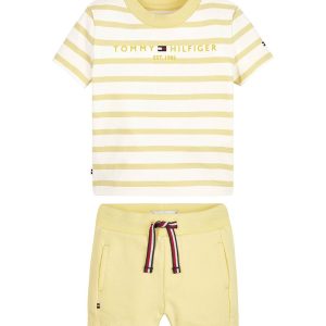 TOMMY hilfiger conjunto essential short y camiseta blanco/amarillo