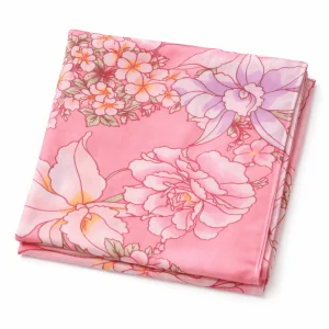 Fular de seda reversible con forro Rosa Flores