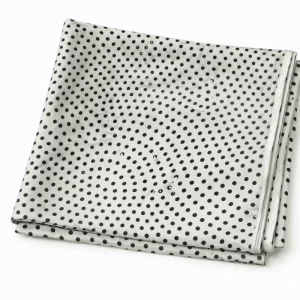 Fular de seda con forro reversible beige con lunares negros