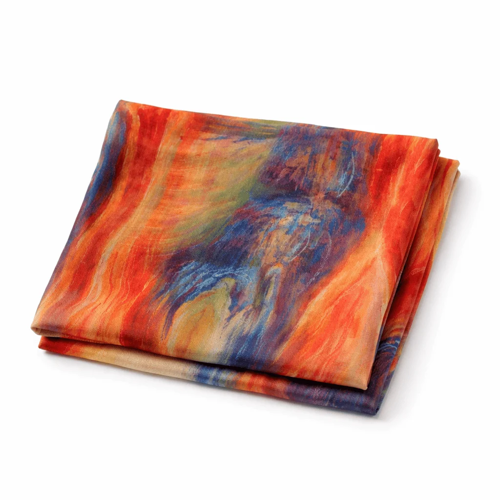 Fular de seda rojo y colores Munch - Imagen 5