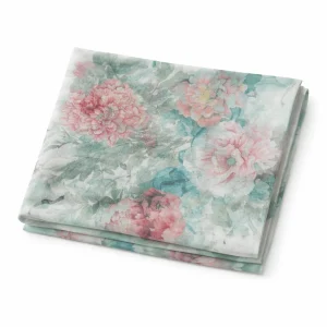 Fular de seda con forro reversible verde con flores