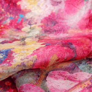 Pañuelo de seda Rosa y flores fular