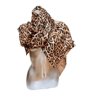 Fular de seda con forro Leopardo