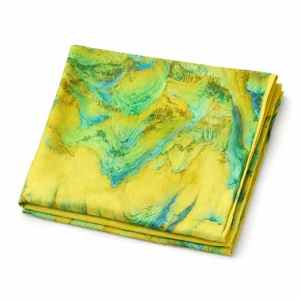 Fular de seda reversible Amarillo y verde