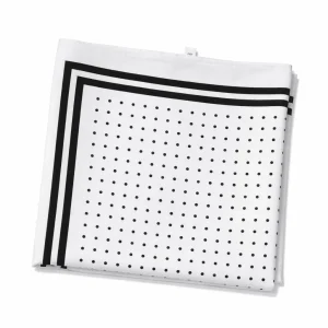 Pañuelo de semi seda 90×90 cm blanco con lunares negros